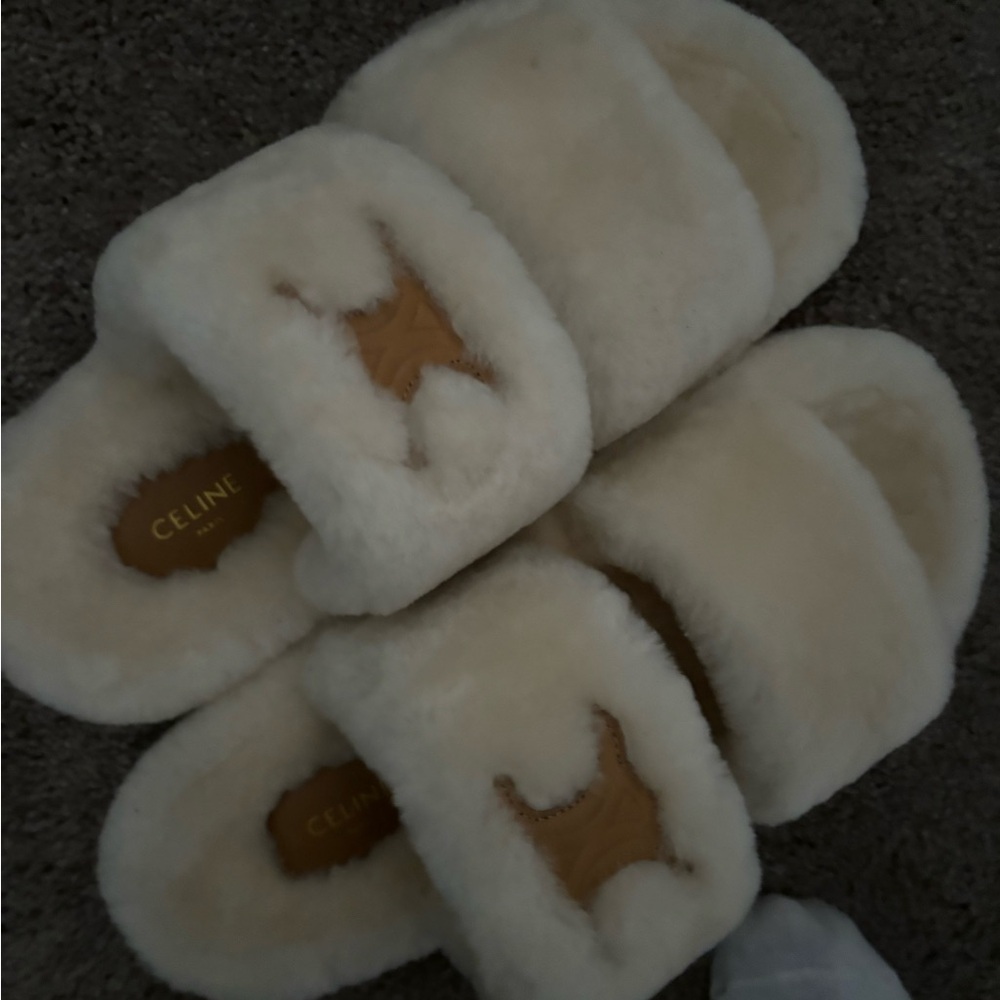 Celine fuzzy slides